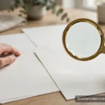 How to Verify a PI's License and Credentials Magnifying glass over blank official-looking papers, no legible text