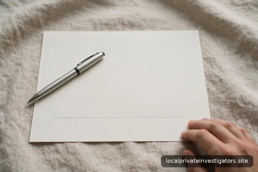 Magnifying glass over a blank document stack, calm, no legible text