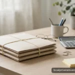 Blank map-style paper with simple route lines (no labels), bright desk, no text