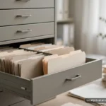 Blank ledger-style pages beside a pen on a light desk, no figures or text