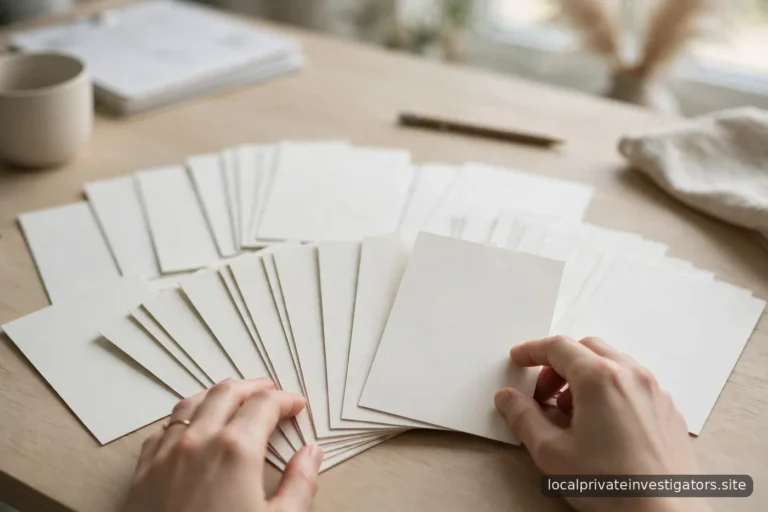 Abstract composition of layered blank envelopes and papers in calm tones, no text