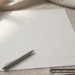 Pen resting beside a blank signature line on an empty form, close view, no legible text