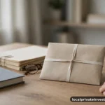Abstract privacy motif: a closed envelope with a soft lock-like abstract, no text